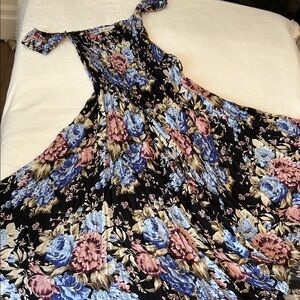 Auguste Black Floral Maxi Dress with Pink & Blue Blooms 2